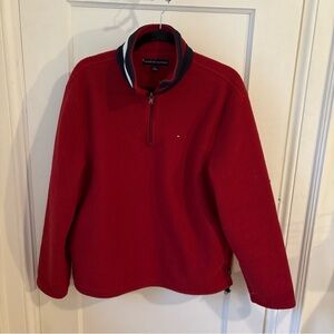 Tommy Hilfiger Polartec Fleece Red Flag Logo Mens 1/4 Zip Pullover Jacket M